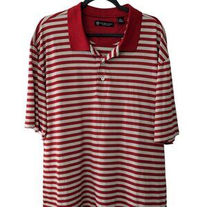 ⛳ Oxford Golf Super Dry Men’s Polo Shirt - red and khaki stripes - Size XXL ⛳